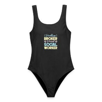 Social Worker Quote Proud Social Work - Frauen Badeanzug - Schwarz - Vorne - AI Model Female 172 light (172cm)