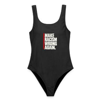 Make Racism Wrong Again – Antirassismus Spruch - Frauen Badeanzug - Schwarz - Vorne - AI Model Female 172 light (172cm)