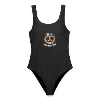 Zack aufgebrezelt Brezel Edelweiß Trachtenshirt - Frauen Badeanzug - Schwarz - Vorne - AI Model Female 172 light (172cm)