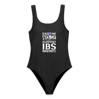 IBS Awareness - Stigma beenden - Frauen Badeanzug - Schwarz - Vorne - AI Model Female 172 light (172cm)