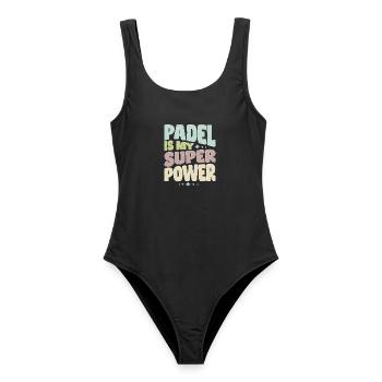 Padel Spielerin Spieler Padel is my Superpower - Frauen Badeanzug - Schwarz - Vorne - AI Model Female 172 light (172cm)