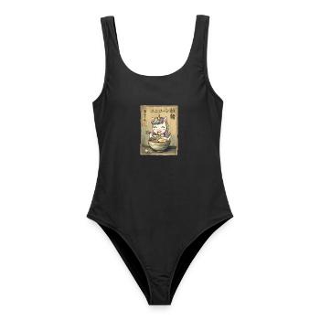 Kawaii Einhorn Ramen Nudeln Japan Retro - Frauen Badeanzug - Schwarz - Vorne - AI Model Female 172 light (172cm)