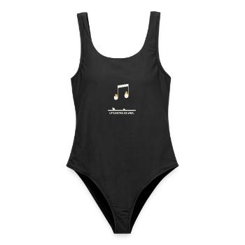 Little Notes Big Vibes – Musik Küken - Frauen Badeanzug - Schwarz - Vorne - AI Model Female 172 light (172cm)