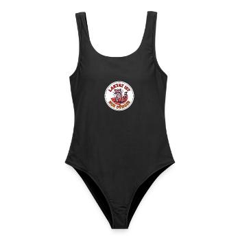 Tartanbahn Retro-Design Laktat ist nur Dünger - Frauen Badeanzug - Schwarz - Vorne - AI Model Female 172 light (172cm)