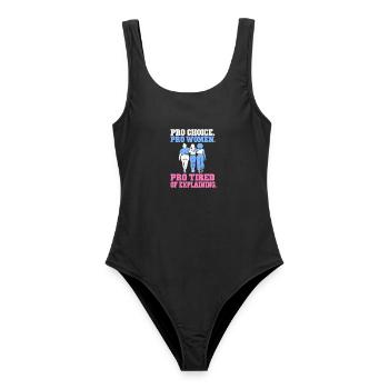 Pro Choice Pro Women Pro Tired Of Explaining - Frauen Badeanzug - Schwarz - Vorne - AI Model Female 172 light (172cm)