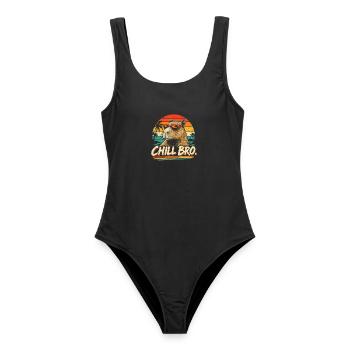 CHILL BRO – Lustiges Capybara mit Sonnenbrille - Frauen Badeanzug - Schwarz - Vorne - AI Model Female 172 light (172cm)