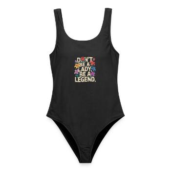Don't be a lady be a legend Girl Power Feministin - Frauen Badeanzug - Schwarz - Vorne - AI Model Female 172 light (172cm)