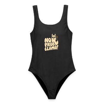 No Prob-Llama – Cooles Lama mit Daumen hoch - Frauen Badeanzug - Schwarz - Vorne - AI Model Female 172 light (172cm)