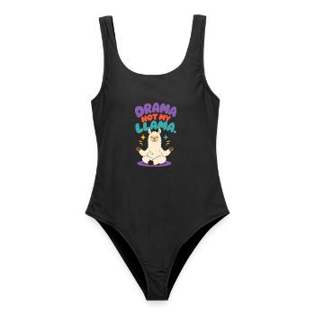 Drama Not My Llama – Meditierendes Lama - Frauen Badeanzug - Schwarz - Vorne - AI Model Female 172 light (172cm)