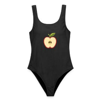 Geteilter Apfel mit Kernen - Frauen Badeanzug - Schwarz - Vorne - AI Model Female 172 light (172cm)