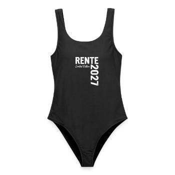 Rente 2027 - Ruhestand - Pension - Frauen Badeanzug - Schwarz - Vorne - AI Model Female 172 light (172cm)