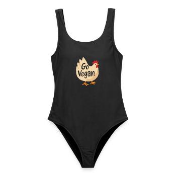 Go Vegan Cute Chicken - Frauen Badeanzug - Schwarz - Vorne - AI Model Female 172 light (172cm)