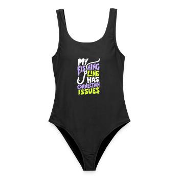 Angeln – My Fishing Line Has Connection Issues - Frauen Badeanzug - Schwarz - Vorne - AI Model Female 172 light (172cm)