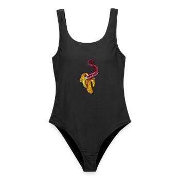 Swirly Mutant-Banana - Maillot de bain femme - noir - Devant - AI Model Female 172 light (172cm)
