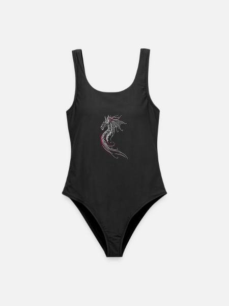 Drache Fantasy Feuerdrache rot - Frauen Badeanzug - Schwarz