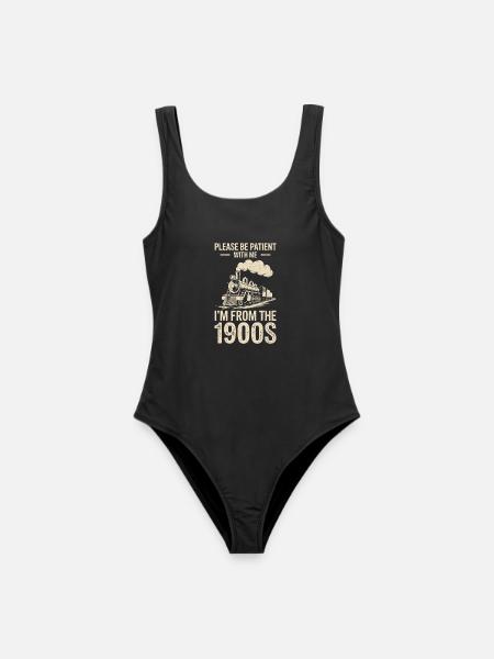 Vater, Vatertag, i'm from the 1900s, Lokomotive - Frauen Badeanzug - Schwarz