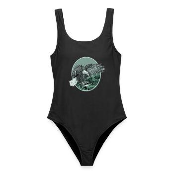 Eagle Eagle Motif Pygargue à tête blanche Chasse à la pêche - Maillot de bain femme - noir - Devant - AI Model Female 172 light (172cm)