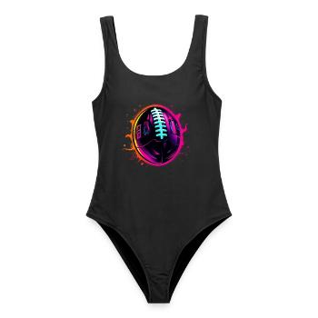 Ballon de football américain Steamwave - Maillot de bain femme - noir - Devant - AI Model Female 172 light (172cm)