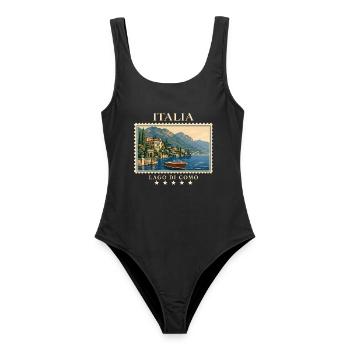 Italien Lago di Como Vintage Reisemarke - Frauen Badeanzug - Schwarz - Vorne - AI Model Female 172 light (172cm)
