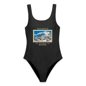 Österreich Ischgl Winter Vintage Reisemarke - Frauen Badeanzug - Schwarz - Vorne - AI Model Female 172 light (172cm)