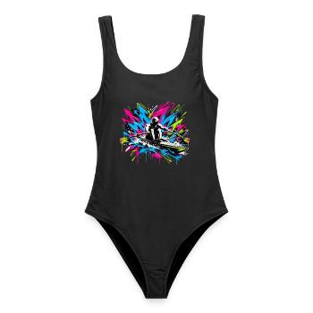 Rudern Graffiti - Frauen Badeanzug - Schwarz - Vorne - AI Model Female 172 light (172cm)