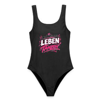 Man muss das Leben tanzen – Statement Design - Frauen Badeanzug - Schwarz - Vorne - AI Model Female 172 light (172cm)