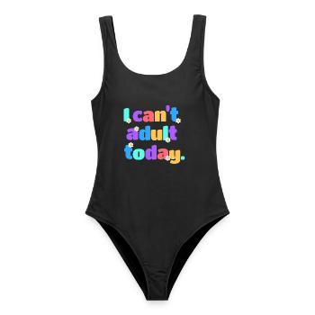 I Can't Adult Today Lustig Retro Spruch Geschenk - Frauen Badeanzug - Schwarz - Vorne - AI Model Female 172 light (172cm)
