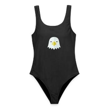 Adler Kopf Shirt minimalistisch Streetwear - Frauen Badeanzug - Schwarz - Vorne - AI Model Female 172 light (172cm)