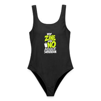 Zine – My Zine Has No Adult Supervision - Frauen Badeanzug - Schwarz - Vorne - AI Model Female 172 light (172cm)