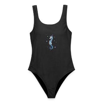 Motif mignon hippocampe - Maillot de bain femme - noir - Devant - AI Model Female 172 light (172cm)