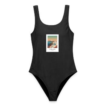 Vue côtière du coucher de soleil de Santorin - Maillot de bain femme - noir - Devant - AI Model Female 172 light (172cm)