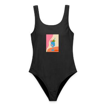 Bunter Cocktail mit Zitrone und Minze –Sommerdrink - Frauen Badeanzug - Schwarz - Vorne - AI Model Female 172 light (172cm)
