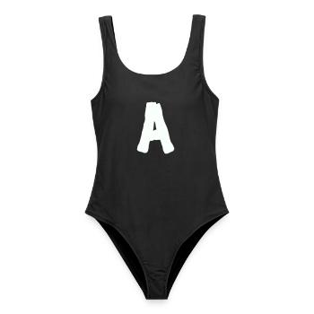 buchstabe_A- - Frauen Badeanzug - Schwarz - Vorne - AI Model Female 172 light (172cm)