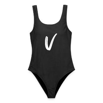 V - Frauen Badeanzug - Schwarz - Vorne - AI Model Female 172 light (172cm)