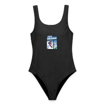 Tuxedo Cat Abfahrtsski-Comic - Frauen Badeanzug - Schwarz - Vorne - AI Model Female 172 light (172cm)
