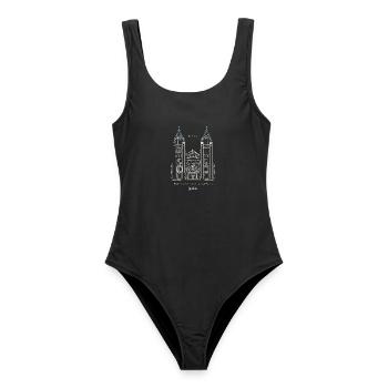Londres, Musée d’histoire naturelle NHM, Dessin, Royaume-Uni - Maillot de bain femme - noir - Devant - AI Model Female 172 light (172cm)