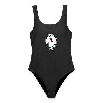 Ghost with donut and cup - Women's Swimsuit - black - Front - AI Model Female 172 light (172cm)