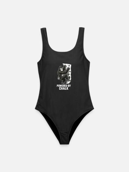 Gorilla Bouldern – Powered by Chalk Spruch - Frauen Badeanzug - Schwarz