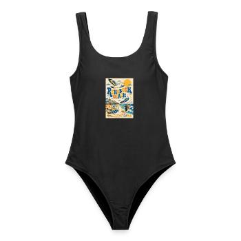 Erleben Sie Rehoboth Beach, Delaware Retro Seaside - Frauen Badeanzug - Schwarz - Vorne - AI Model Female 172 light (172cm)