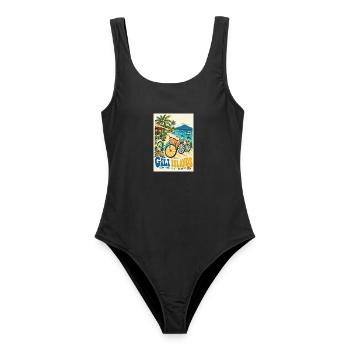 Erleben Sie Gili Islands Indonesien Retro Tropical - Frauen Badeanzug - Schwarz - Vorne - AI Model Female 172 light (172cm)