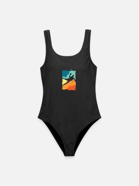 vintage Handball Farben retro Handballer Symbol - Frauen Badeanzug - Schwarz