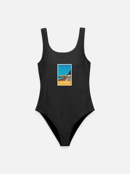 La Playa Poster Valle Gran Rey - Frauen Badeanzug - Schwarz