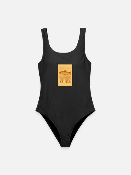 Calm Below the Surface Trout Print - Women's Swimsuit - black