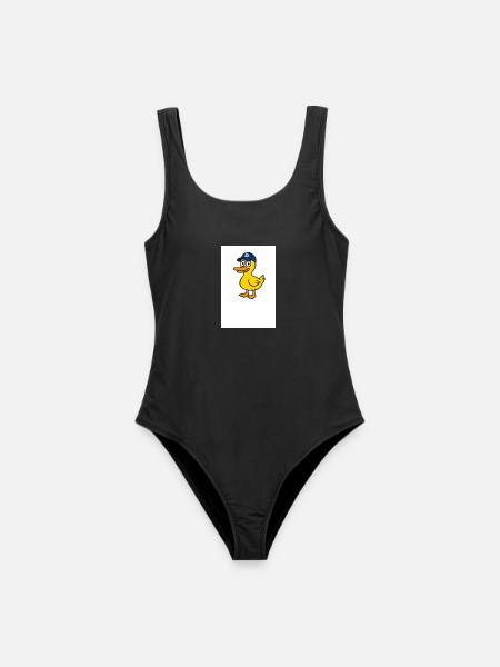 Ente mit D-Kappe - Frauen Badeanzug - Schwarz