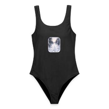 Winterwaldpfad Morgenschein - Frauen Badeanzug - Schwarz - Vorne - AI Model Female 172 light (172cm)