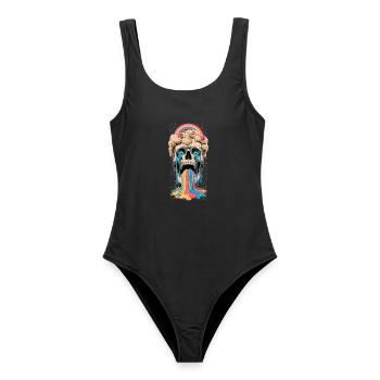 Arc-en-ciel du crâne psychédélique - Maillot de bain femme - noir - Devant - AI Model Female 172 light (172cm)