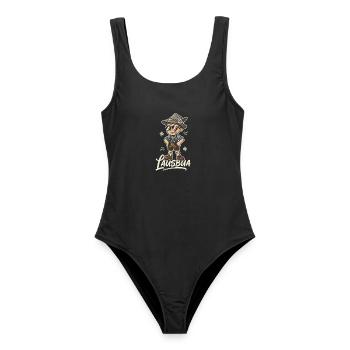 Lausbua Junge In Lederhose Mit Sonnenbrille - Frauen Badeanzug - Schwarz - Vorne - AI Model Female 172 light (172cm)