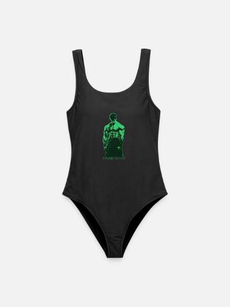 Green Mode Anime Gymshirt – Prime Muscle - Frauen Badeanzug - Schwarz