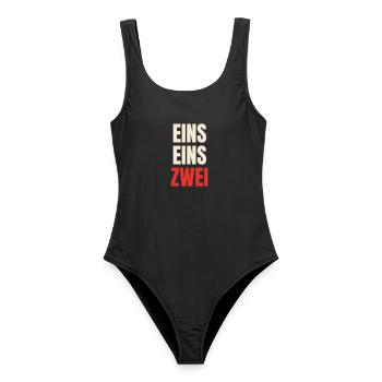 Eins Eins Zwei Feuerwehr 112 Feuerwehrmann Spruch - Frauen Badeanzug - Schwarz - Vorne - AI Model Female 172 light (172cm)