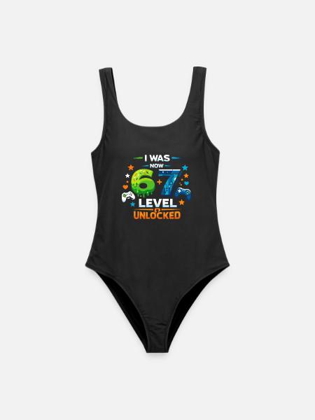 I was 6 Now Level 7 - 67 six seven - Frauen Badeanzug - Schwarz